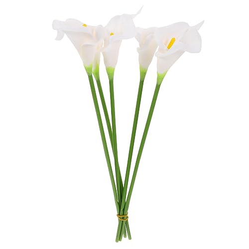 ABOOFAN 5st Simulation Calla-lilien Blumenrequisiten Simulierte Blumenornamente Künstliche Schmetterlingsblume Echte Touch-Blumen Echte Calla-Lilie Zarte Blumenarrangement Haushalt Weiß Pu von ABOOFAN