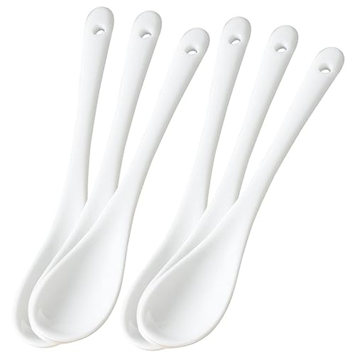 ABOOFAN 6St Löffel aus Keramik Puddingschaufel mini pürierstab suppenlöffel asiatisch Espressolöffel kaffeerührer Teelöffel Haushalt Barkeeper-Löffel Kaffeelöffel Rührlöffel Rührgerät Weiß von ABOOFAN