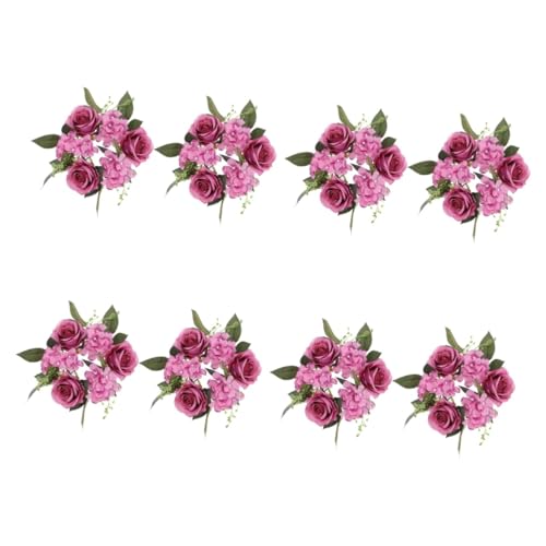 ABOOFAN 8 STK Kerzengirlande künstliche Rose künstliche blüten kleine Kerze Blumenkerzenhalter Hochzeitsdekorationen Hängeregal Kerzenkranz für Säulen weihnachtliche Stumpenkerzenringe von ABOOFAN