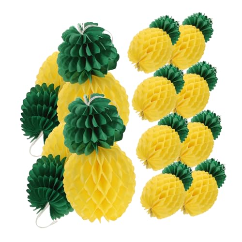 ABOOFAN 9 Stück Teiliges Papier Honigwaben Hänge mit Tropischem Ananas Design Langlebige Hawaii Party Deko Stabile Farbintensive Home Decor für Geburtstag und Hochzeit von ABOOFAN