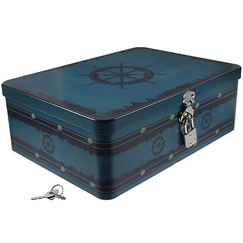 ABOOFAN Aufbewahrungskiste Deko Schmuckbox Schloss Box Leere Metall Vesperdose Blechdose Mit Schloss Brotdosen Metall Metalldose Mit Schloss Metall Luchbox Weißblech Schreibtisch von ABOOFAN