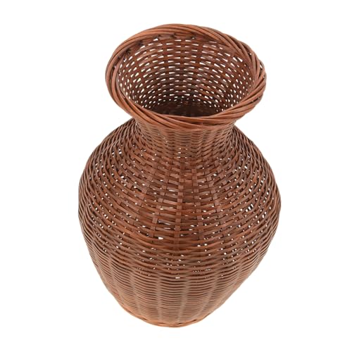 ABOOFAN Bauernhaus Geflochtene Vase Aus Naturmaterial Rustikale Blumenvase Für Getrocknete Blumen Dekorative Vasen Für Wohnzimmer Und Büro Stabiler Blumenkorb Mit Natürlichem Design von ABOOFAN