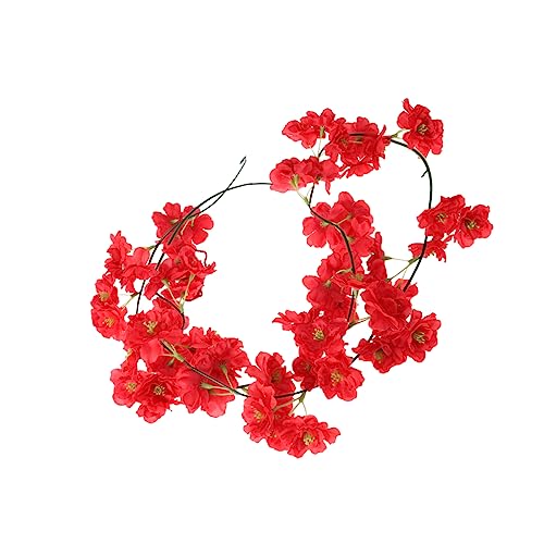 ABOOFAN Gefälschte Blumenrebe Hochzeitsblumenreben Dekoration Lichthausdekorationen für zu Hause Zuhause+Dekor künstliche Blumen hängende Rebe hängende künstliche Bogen Dekorative rot von ABOOFAN
