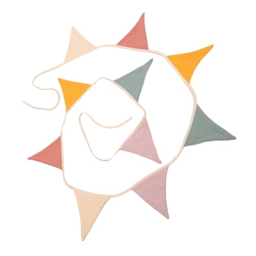 ABOOFAN Bunte Baumwoll Wimpelkette Party Banner Langlebige Geburtstagsdeko Wiederverwendbar Verstellbar für Kinderzimmer Garten Restaurant Vielseitige Raumdekoration von ABOOFAN
