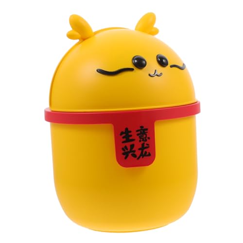 ABOOFAN Cute Dragon Desktop Mülleimer mit Deckel Kawaii Abfallbehälter für Büro Schlafzimmer und Zuhause aus Leichtem Praktischer und Kreativer Abfallkorb für Schreibtisch Φ von ABOOFAN