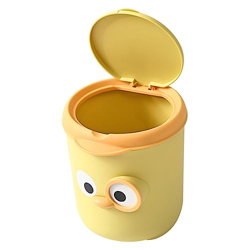 ABOOFAN Desktop Mülleimer mit Deckel Lustiger Cartoon Abfalleimer für Schreibtisch Mini Müllbehälter Gelb für Zuhause Büro und Schule Große Kapazität Geruchsdicht Langlebig von ABOOFAN