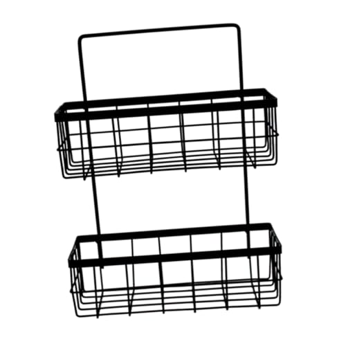 ABOOFAN Doppelstöckiges Eisen Wandregal Schwarz Praktischer Küchen Badezimmer Aufbewahrungskorb Große Kapazität Rostfrei Platzsparend Geeignet für Haushalt Hotel und Restaurant von ABOOFAN