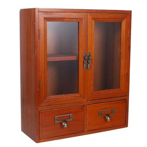 ABOOFAN Doppelter Vintage Wandschrank aus Holz Rustikaler Hängeschrank mit Doppelten Türen Robuster Aufbewahrungsschrank für Schlafzimmer und Wohnzimmer Multifunktionale Wandvitrine von ABOOFAN