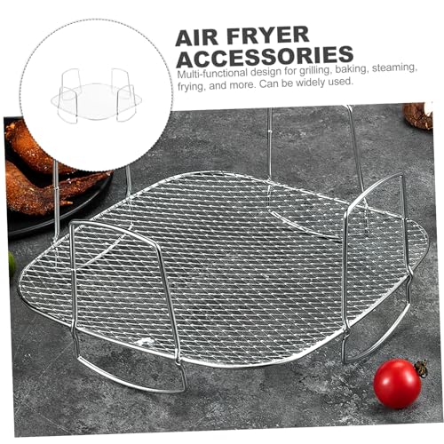 ABOOFAN Edelstahl Airfryer Grillrost Robustes Heißluftfritteusen Zubehör mit Hoher Wärmeleitung Vielseitiger Dampf Backrost für Schnelles Gleichmäßiges Garen im Haushalt von ABOOFAN
