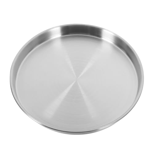 ABOOFAN Edelstahl Runder Servierteller Silber Korrosionsbeständig Hitzebeständig Vielseitig für Salat Steak Obst für Camping Partys Gastronomie Robust und Langlebig von ABOOFAN