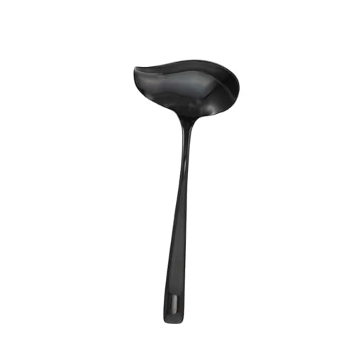 ABOOFAN Edelstahl Sauce Löffel mit Langem Griff Ergonomischer Design Lebensmittelecht Schwarzer Ausgießer Löffel Multifunktional für Küche Servieren Suppen Kompakt und Leicht von ABOOFAN