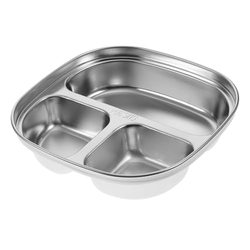 ABOOFAN Edelstahl Teller mit Fächern Hitzebeständig Spülmaschinenfest Rutschfestes Haushalts serviergeschirr für Gesunde Mahlzeiten Glatte Kanten Praktische Unterteilung Wiederverwendbar von ABOOFAN