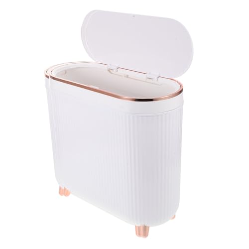 ABOOFAN Eleganter Abfallbehälter mit Deckel Schmaler Mülleimer für Bad und Wc Platzsparend Modernes Design Geruchsversiegelnd Glatte Oberfläche für Enge Räume und Stilvolle Badezimmer von ABOOFAN