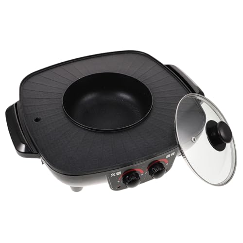 ABOOFAN Elektrischer Hotpot und Grill Multifunktionales Rauchfreies Kochgerät mit Antihaftbeschichtung für Zuhause und Partys Robustem Glasdeckel und Präziser Temperaturregelung von ABOOFAN