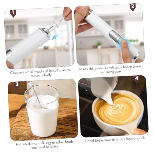 ABOOFAN Elektrischer Milchaufschäumer Kabellos Verstellbar mit USB ladung Handrührgerät für Milch Eier und Kaffee Inkl Zwei Quirlaufsätzen Leiser Motor Langlebige Wiederverwendbar von ABOOFAN