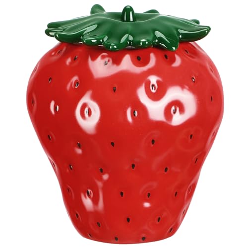 ABOOFAN Erdbeer-Keramikdose Erdbeerförmige Keksdose Porzellan-Küchendose Behälter Für Tee Lebensmittelaufbewahrung Rot von ABOOFAN