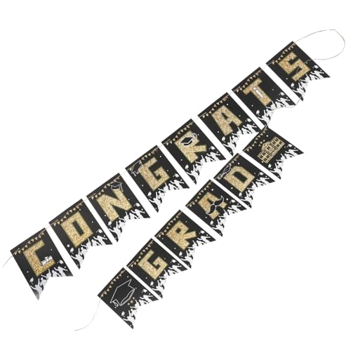 ABOOFAN Graduierungsbanner Fischschwanz Wimpelkette Schwarz Abschlussfeier Dekoration Party Hintergrund Banner für Schulabschluss Abitur Festliche Fotokulisse von ABOOFAN