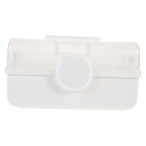 ABOOFAN Große Medizinbox mit Griff Transparenter Aufbewahrungskoffer für Medikamente Mehrschichtiger Organizer Staubgeschützter Desktop Container für Zuhause Büro und Reisen von ABOOFAN