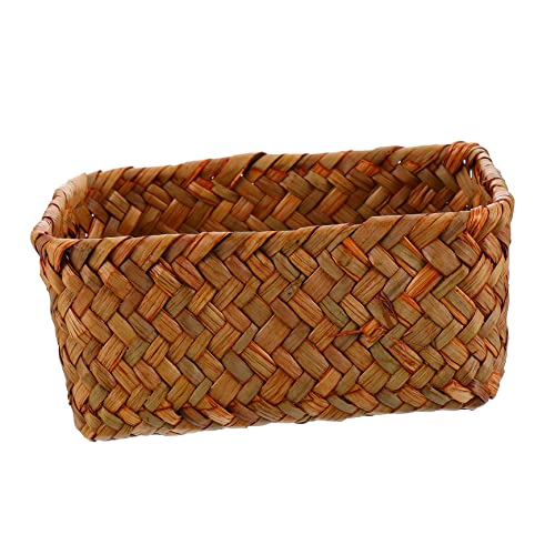 ABOOFAN Handgefertigter Aufbewahrungskorb Aus Seegras Gewebt Kleiner Korb Mit Natürlichem Deckel Obst Gemüse Brot Snacks Organizer Für Küche Und Wohnzimmer von ABOOFAN