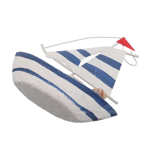ABOOFAN Holz Mini Segelboot Modell Nautische Küsten-Dekoration für Wohnzimmerschrank Robuste Holzfigur als Küstenstil Party-Mittelstück für Ferienhaus und Regal von ABOOFAN