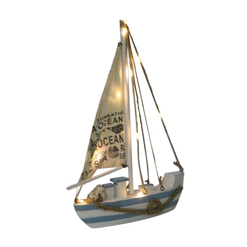 ABOOFAN Holz Segelboot mit LED Beleuchtung Mediterranes Stil Boot Modell zur Dekoration für Zuhause Wohnzimmer Schlafzimmer Büro Ohne Batterie ABOOFAN Holz Segelboot mit LED Beleuchtung Mediterranes Stil Boot Modell zur Dekoration für Zuhause Wohnzimmer Schlafzimmer Büro Ohne Batterie von ABOOFAN
