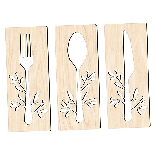 ABOOFAN Holz Wanddeko Küchen Wandkunst Gabel Messer Löffel Schild Rustikale Küchenwand Esszimmerdekoration Gemütliche Atmosphäre Langlebiges Holzschild für Restaurant und Wohnraum von ABOOFAN