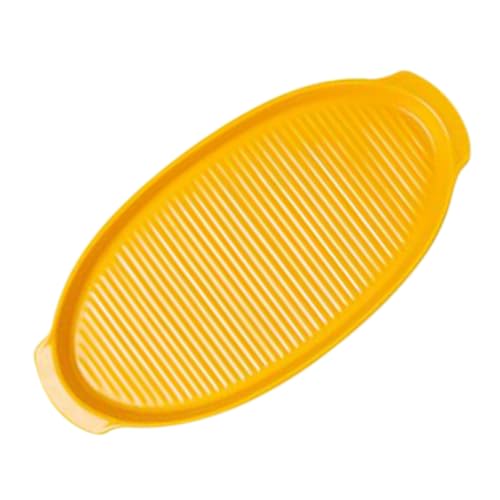 ABOOFAN Keramik Backform Oval mit Doppelgriffen Praktische Auflaufform für Backofen und Sushi Retro Design Hitzebeständig Leicht zu Reinigen Kleine Gelbe Servierplatte für Zuhause und von ABOOFAN