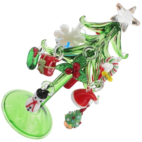 ABOOFAN Kristallglas Mini Weihnachtsbaum Deko mit Schneemann und Weihnachtsmann Figur Stilvolle Tischdekoration für Zuhause und Büro Langlebige Festliche Christbaumfigur von ABOOFAN