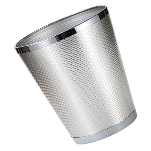 ABOOFAN Metallischer Abfalleimer für Bad und Büro Stilvoller Mülleimer mit Vielseitiger Nutzung als Blumentopf Hochwertiger Robuster Behälter Silber für Toilette und Waschtisch von ABOOFAN