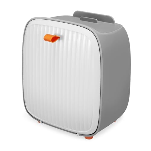 ABOOFAN Mini Desktop Mülleimer Kompakter Tischabfallbehälter mit Abnehmbarem Korb für Büro und Schlafzimmer Versteckter Müllkorb mit Deckel Platzsparend und Geruchsdicht von ABOOFAN