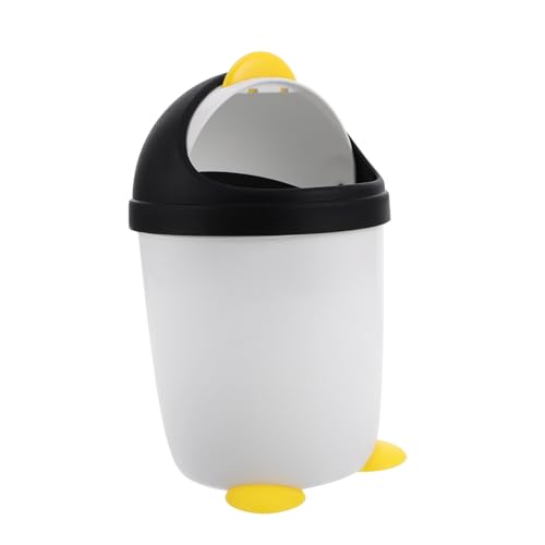 ABOOFAN Mini mülleimer mit Deckel Tragbarer Kunststoff Abfalleimer in Pinguin design Platzsparender Tisch mülleimer für Kinderzimmer und Badezimmer Fördert Umweltbewusstes Verhalten von ABOOFAN