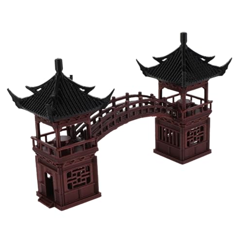 ABOOFAN Miniatur-pavillon Statue mit Brücke Japanischer Pagodenstil Vielseitige Zen-Garten Figurine für Bonsai Mikro-Landschaft Schreibtischdekoration Vintage Design Pflegeleicht von ABOOFAN