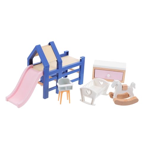 ABOOFAN Miniaturmöbel Puppenhaus Mit Bett Rutsche Schaukelpferd Und Hocker Im Maßstab Für Rollenspiele Und Kinderzimmerdekoration ABOOFAN Miniaturmöbel Puppenhaus Mit Bett Rutsche Schaukelpferd Und Hocker Im Maßstab Für Rollenspiele Und Kinderzimmerdekoration von ABOOFAN