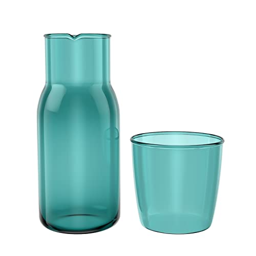 ABOOFAN Nachttisch- Wasser- Karaffe mit Tumbler- Grünglas- Bett- Nacht- Wasser- Karaffe- Set- Pitcher- Glas- Wasser- Becher- Nacht Set 550Ml für Midnight Drink Home Office Hotel von ABOOFAN