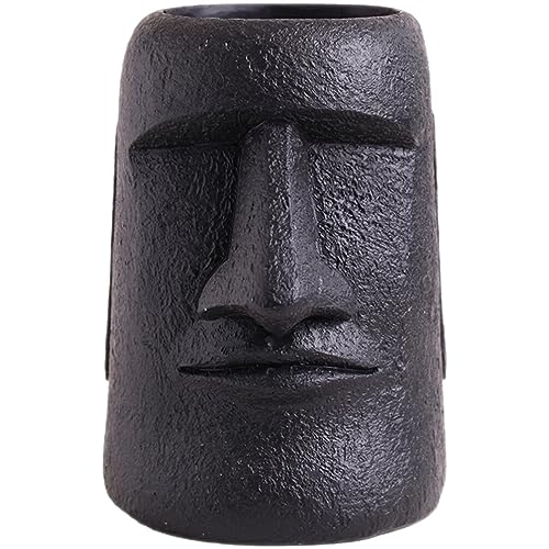 ABOOFAN Osterinsel Kopf Pflanzer Megalith Moai Kopf Pflanzer Menschliches Gesicht Blumentopf Desktop Stift Bürstenhalter Pflanzenbehälter Statuen Für Hausgartendekorationen von ABOOFAN