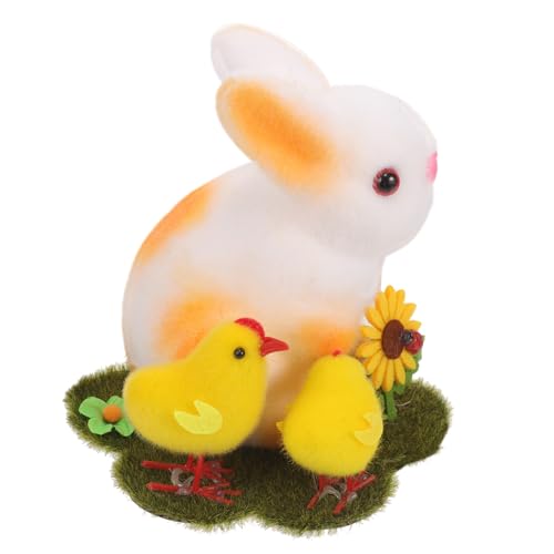 ABOOFAN Ostermooshase Frühling Stehender Hase Grüner Beflockungshase Tischdeko Osterfigur Beflockter Hase Figur Garten Hof Heimdekoration B von ABOOFAN