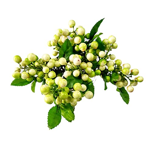 ABOOFAN grüne Pflanzen Blumenarrangements Weihnachten Simulation Beerendekoration Anlage künstliche Pflanzen gefälschte Pflanzen falsche Beeren Obst Blaubeere grüne Blätter schmücken Weiß von ABOOFAN