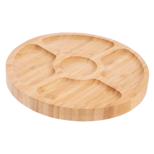 ABOOFAN Rundes Holz Serviertablett mit Fächern Dekoratives Snack und Desserttablett für Ansprechende Tischgestaltung für Geselligkeit und Besondere Anlässe von ABOOFAN