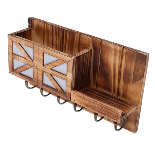 ABOOFAN Rustikaler Holz Wandhalter für Schlüssel und Post mit Haken und Regal Platzsparende Wandmontage Vintage Eingangsbereichsregal aus Holz für Flur und Wohnzimmer Naturfarben ABOOFAN Rustikaler Holz Wandhalter für Schlüssel und Post mit Haken und Regal Platzsparende Wandmontage Vintage Eingangsbereichsregal aus Holz für Flur und Wohnzimmer Naturfarben von ABOOFAN