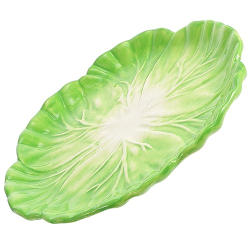 ABOOFAN Servierutensilien -Keramikteller Grüner Salat-Servierteller Vorspeisenteller Dessert-Tablett Snack-Halter Schüssel Kohlförmige Schüssel Porzellan-Essteller von ABOOFAN