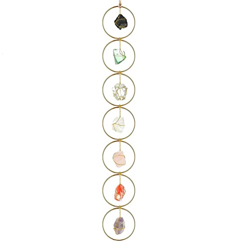 ABOOFAN Siebenfarbiges Edelstein-Windspiel Kristall-Chakra-hängedekor Edelsteinmeditation Hängend Boho-wanddekoration Chakra-Edelsteine-wandaufhänger Automatisch Wandschmuck Eisen von ABOOFAN