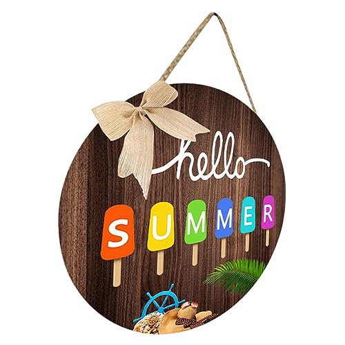 ABOOFAN Sommertürschild Rustikal Bauernhaus Veranda Vatertagsgarten Hausschilder Wandhängende Küche Willkommen Runder Spiegel Zeichen Sommer-Wand-tür- Sommer-wandtafel Häuser Hölzern von ABOOFAN