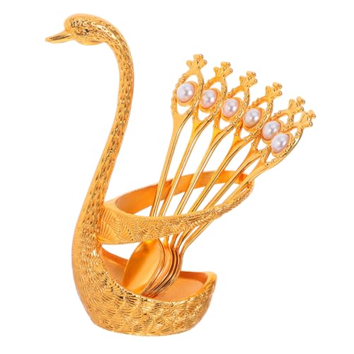 ABOOFAN Teiliges Dessertlöffel-set mit Schwanenbasis Goldene Espressolöffel mit Perlenverzierung Eleganter Metall-löffelhalter für Kaffee Kuchen Eiscreme und Kleine Vorspeisen bei Partys ABOOFAN Teiliges Dessertlöffel-set mit Schwanenbasis Goldene Espressolöffel mit Perlenverzierung Eleganter Metall-löffelhalter für Kaffee Kuchen Eiscreme und Kleine Vorspeisen bei Partys von ABOOFAN