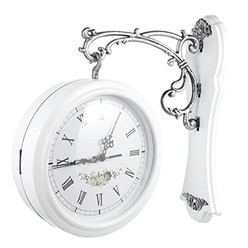 ABOOFAN Doppelseitige Wanduhr Moderne Minimalistische Doppelseitige Hängestationsuhr Große Ziffern Geräuschloses Design Weiße Batterie von ABOOFAN