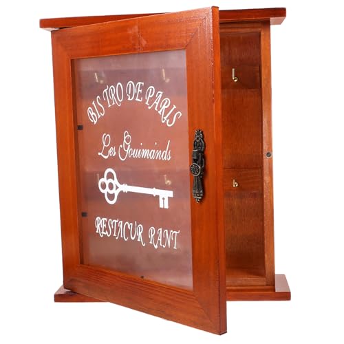 ABOOFAN Vintage Holz Schlüsselbox Wandmontage Geräumiger Schlüsselhalter aus Holz und Acryl Langlebiger Schlüsselorganizer mit Einfacher Installation Dekorative Schlüsselaufbewahrung für von ABOOFAN
