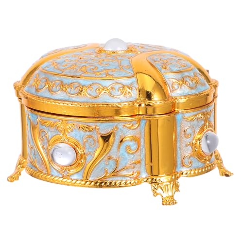 ABOOFAN Vintage Schmuckbox mit Floralem Muster und Deckel Kleine Runde Retro Schmuckaufbewahrung für Damen Staubgeschützter Schmuckhalter für Halsketten Ringe und Ohrringe Stilvolles von ABOOFAN