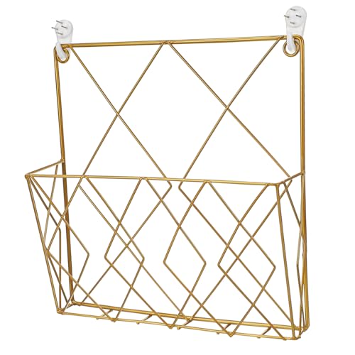 ABOOFAN Wandmontierter Metall Buchhalter Goldfarben Vielseitiger Zeitschriftenhalter Stabiler Prospekthalter Platzsparender Wandbehälter für Büro Wohnzimmer Badezimmer von ABOOFAN