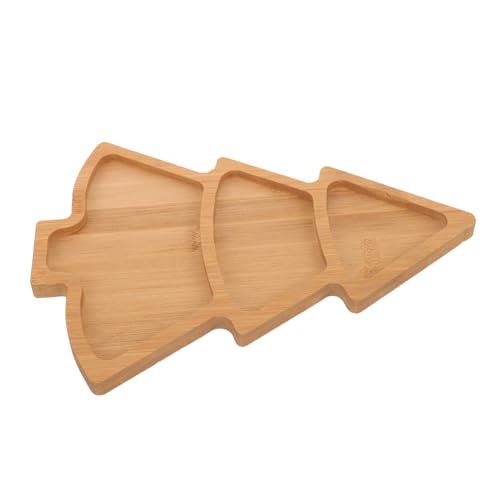 ABOOFAN Weihnachtliches Holz Serviertablett aus Nachhaltigem Nanbambus Multifunktionales Snack und Desserttablett mit Mehreren Fächern Kreative Obst und Süßigkeitenschale für Party und von ABOOFAN