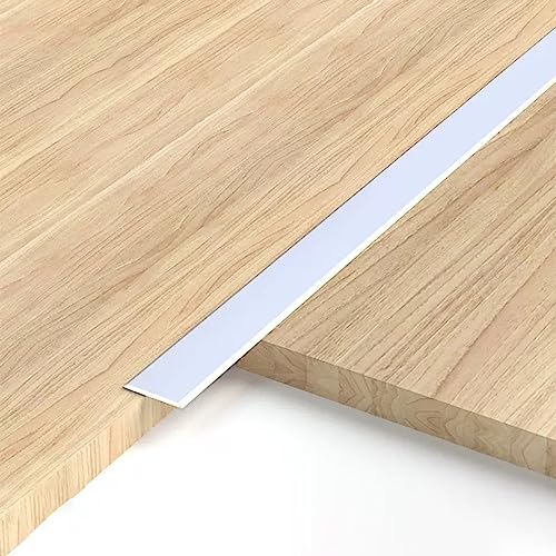 übergangsprofil Extra Schmal Flache Bodenübergangsstreifen 1,5 Cm/0,6" Breit, Zuschneidbare Schwelle Bodenbelag Reduzierer Kante Trimmen Tür Bars für Laminatböden ( Color : Silver , Size : 110cm/43" ) von ABOSS