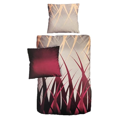 ABOUT YOUR HOME EST 2020 Hochwertige Biber Bettwäsche Baumwolle Grafisch Beige Rot 155x220 80x80cm von ABOUT YOUR HOME EST 2020